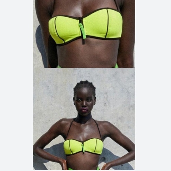 Zara bright neon yellow halter swim top - Picture 5 of 5